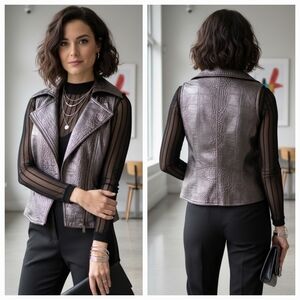 Bebe M Vintage Y2K Modern Contemporary Croc Embossed Vegan Moto Vest